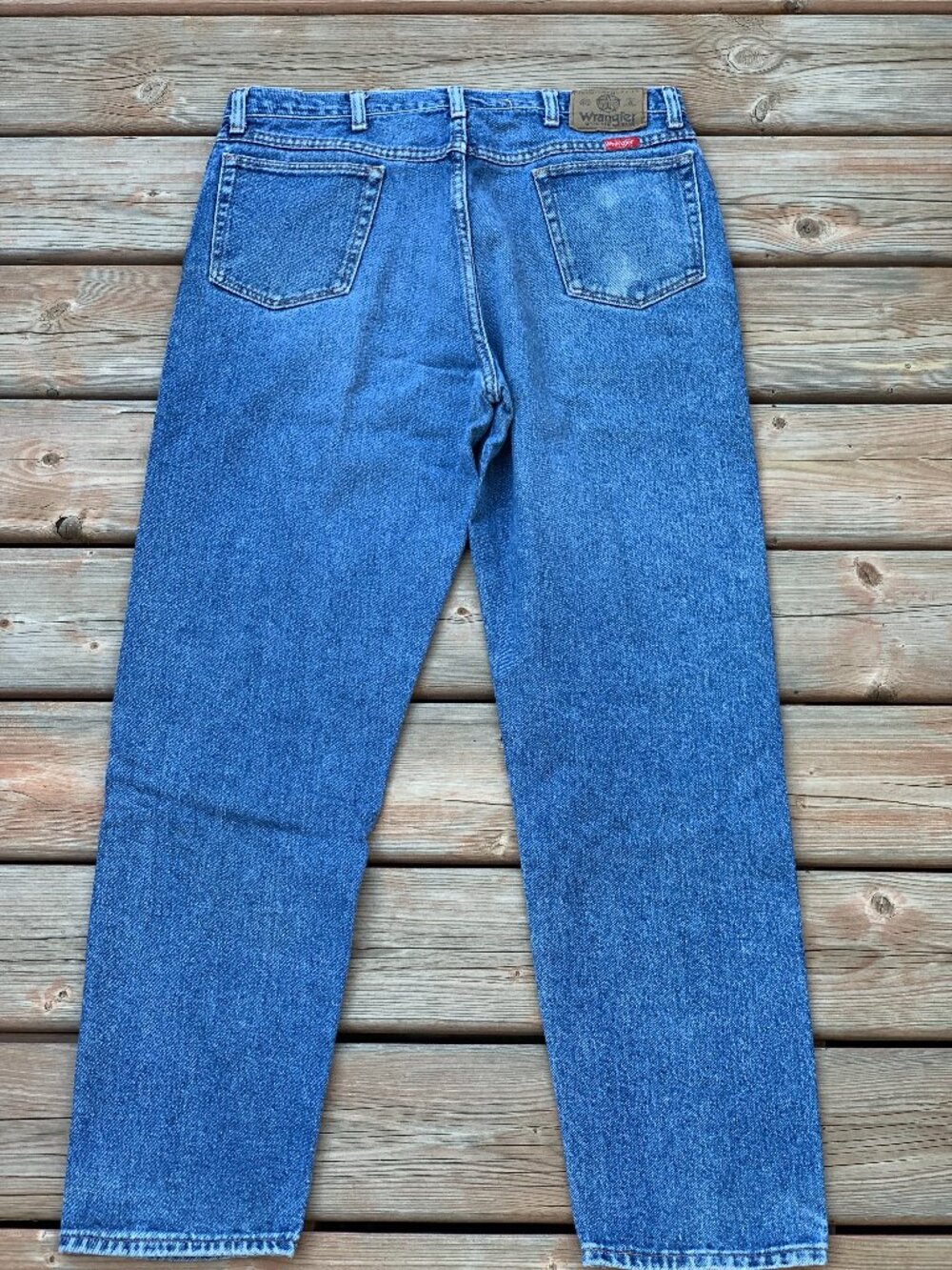 Vintage Wrangler Jeans 36x32 Straight Faded Blue Denim Western Cowboy Workwear